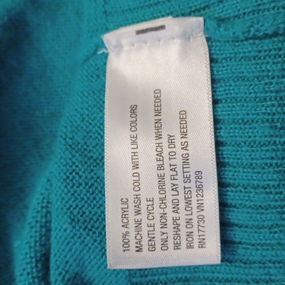 4/$40 Teal Sweater with Cat & Glasses Design - Fits Size L/XL - Picture 7 of 7